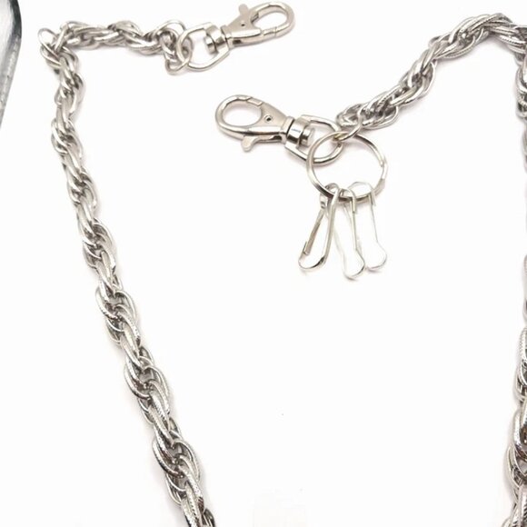 Single Layer Heavy Chainmail Pants Or Wallet Siver Tone Chain 35" - Picture 2 of 10